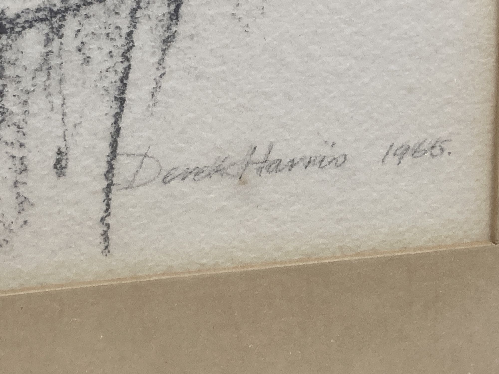 Derek Harris, charcoal and watercolour, Monk, signed and dated 1965, 30 x 23cm